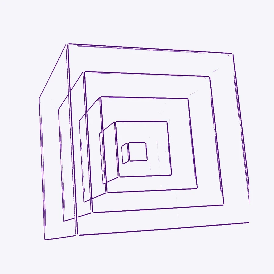 Nested indigo cubes — structured layers