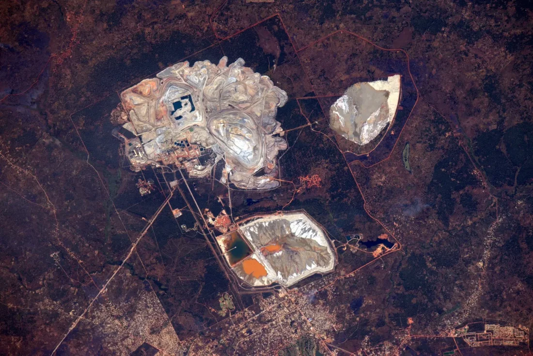 The Kansanshi open-pit copper mine from the ISS — Africa's largest copper mine (NASA / astronaut Jeff Williams)